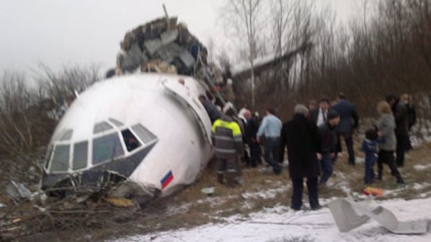 Crash ... the Tupolev 154 after it overshot the runway.