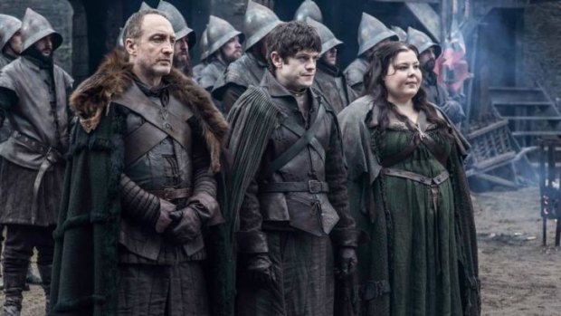 Boo, hiss: Roose Bolton, Ramsay and Walda Frey.