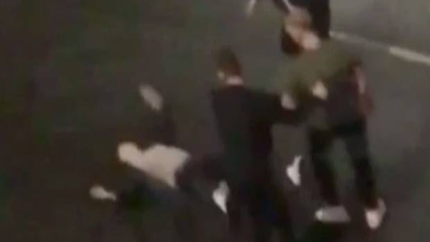 CCTV footage captured the street brawl in Bristol.