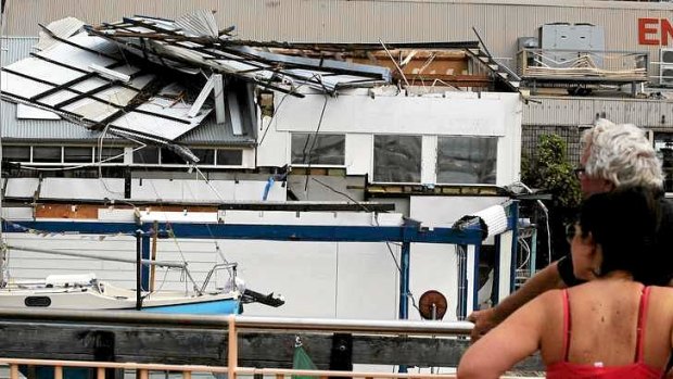 The roof of the Sydney Flying Squadron at Kirribilli is badly damaged.