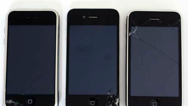 The iPhone 4, centre, has similar breakage patterns to previous models.