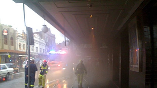 smh.com.au reader Cameron Harris sent in this shot of firefighters at the hotel.