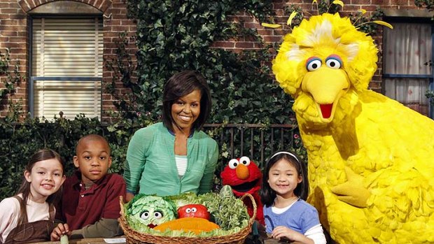 'Liberal agenda' ... First Lady Michelle Obama appears on an episode of Sesame Street.