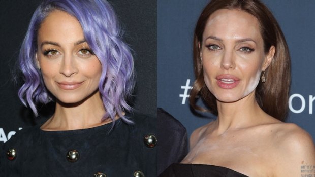 Highs and lows: Nicole Richie, left, managed to pull off the dyed-hair look, but Angela Jolie stepped out on the red carpet looking like she had just been painting the ceiling.