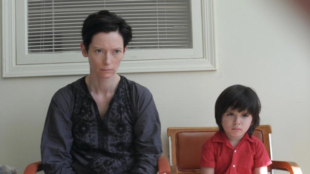 Nature or nurture ... Swinton stars as Eva, with Rocky Duer as her troubled son, in <i>We Need to Talk about Kevin</i>.