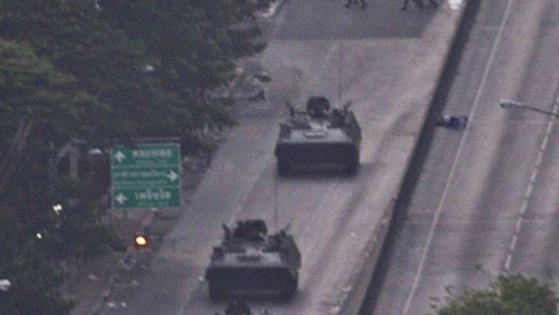 City battleground...a convoy near Lumpini Park.