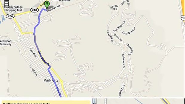 The 'dangerous' Google Map (above) and Google Maps' caution about the route (bottom).
