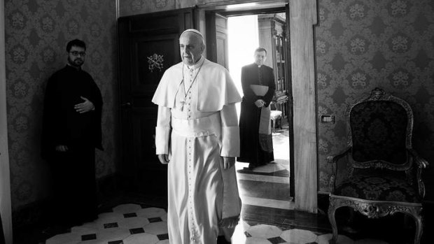 Forward direction ... Pope Francis at the Vatican's Apostolic Palace in February. He prefers to live in a small room in a hostel so he can meet and chat with other people.