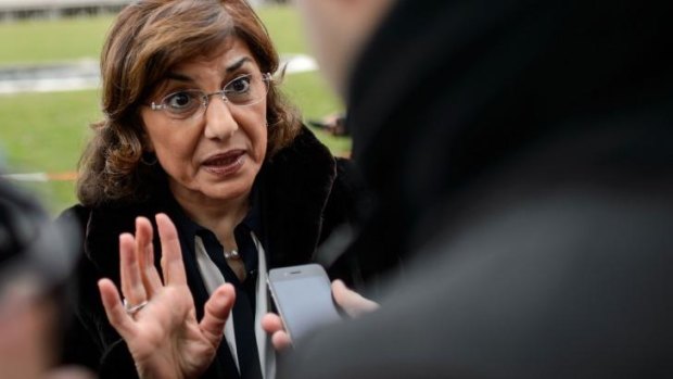 Focus on terrorism: Syrian senior presidential advisor Buthaina Shaaban answers questions from the media at Syrian peace talks.