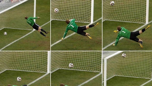 A combination of images shows Frank Lampard's disallowed goal against Germany at the 2010 World Cup.