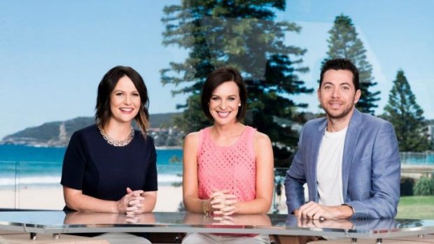 Under the axe ... What is left of the original line-up of <i>Wake Up</i>, (from left) Natasha Exelby,  Natarsha Belling and James Mathison. Exelby left after just 16 days.