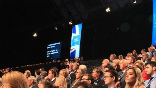 Empty seats at the Conservative Party conference in Manchester.