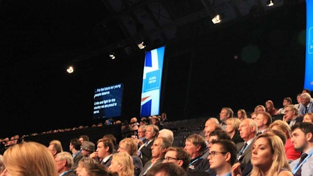 Empty seats at the Conservative Party conference in Manchester.