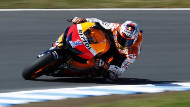 Casey Stoner during a practice session in Japan.