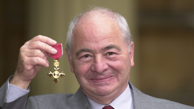British author Colin Dexter after receiving an Order of the British Empire in 2007.