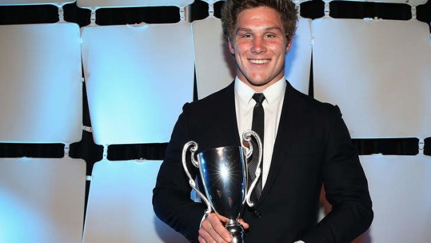 Michael Hooper poses with the Matthew Burke Trophy.