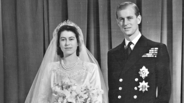 The royal couple,  pictured on their wedding day in 1947, were probably thrilled to receive 500 cases of tinned pineapple ...