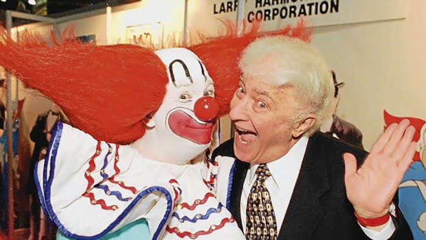 Larry Harmon celebrates Bozo  the Clown's 50th birthday in 1996.