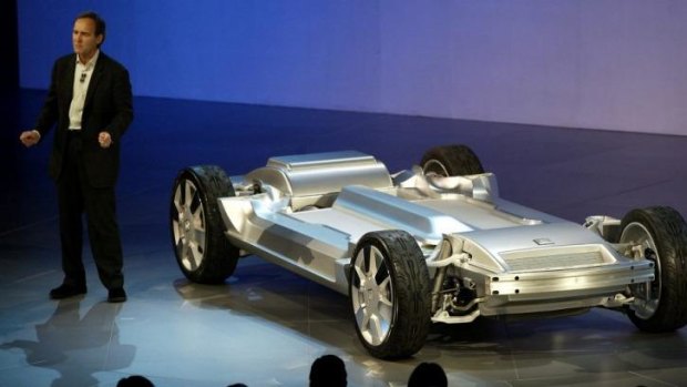 Fuel cell cars have had a few false starts: a GM chassis from 2005.