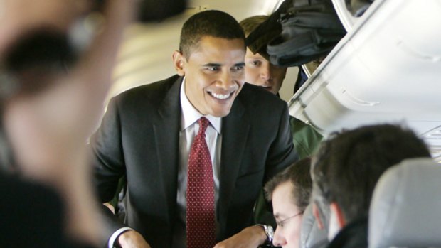 Senator Obama on the long, arduous campaign trail.