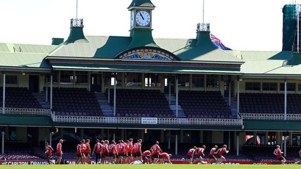 The time has arrived ... the Sydney Swans trained at the SCG yesterday before their preliminary final meeting with Collingwood tomorrow night.