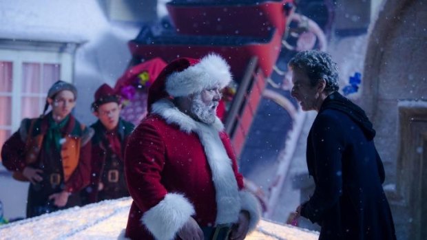 Nick Frost as Santa Claus Santa (Nick Frost) and the Doctor (Peter Capaldi) in the Doctor Who Christmas special.