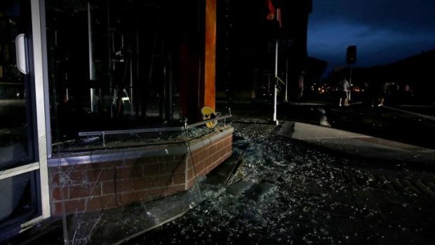 The earthquake shattered the glass of shop windows in Napa, California.