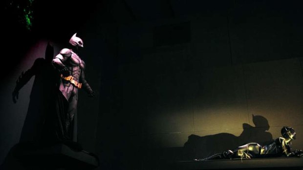 Batman and Catwoman at ACMI's <i>Hollywood Costumes</i> exhibition.