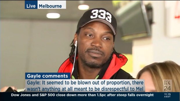 Chris Gayle at Melbourne airport.