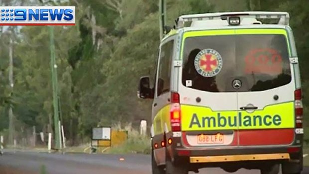 An ambulance at the scene of a drowning west of Brisbane.