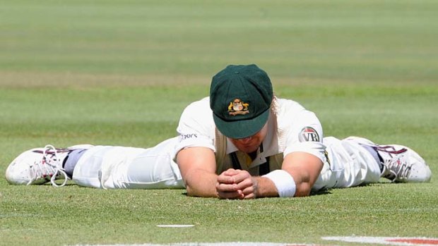 What a difference a day makes ... a downcast Shane Watson after dropping Hashim Amla.