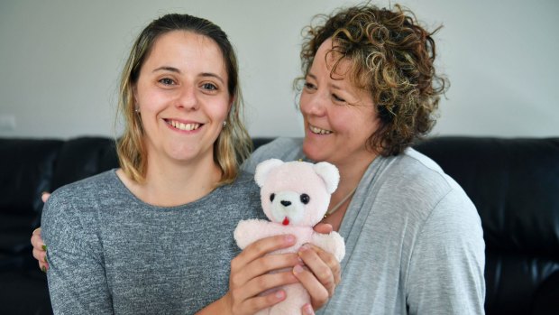 (left to right) Louise Pallot with her mother Therese Scalzo. Louise was a prem baby born at 26 weeks. 