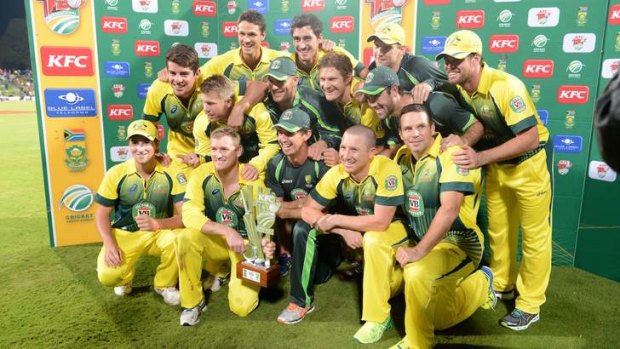 Dominant force: Australia celebrate their Twenty20 series win over South Africa at Centurion.