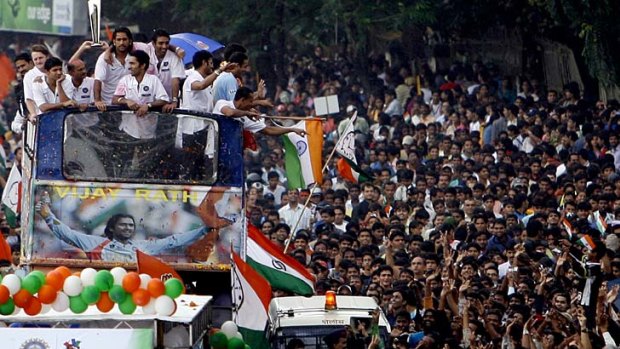 Celebrations in Mumbai after India beat Pakistan to take out the inaugural Twenty20 world title, 2007.