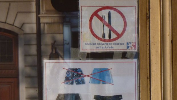 Dress properly: Boardshorts won't cut it in Lyon's riverside pool.