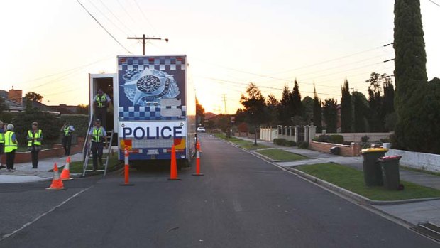 Police seal Sterling Drive, Keilor, during the siege in May.