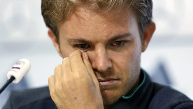 Nico Rosberg at a news conference with the German national team.