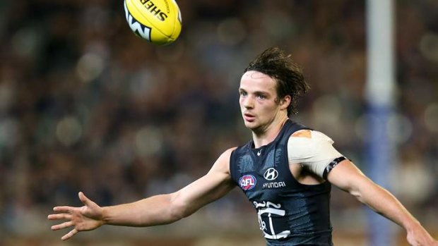 Out for six weeks: Carlton's Dylan Buckley has a hand injury.