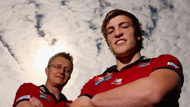 DEE-CISIONS MADE: Melbourne coach Mark Neeld and Jack Viney after the father-son bidding yesterday.