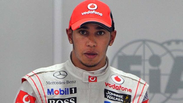 Annoyed with himself ... Lewis Hamilton.