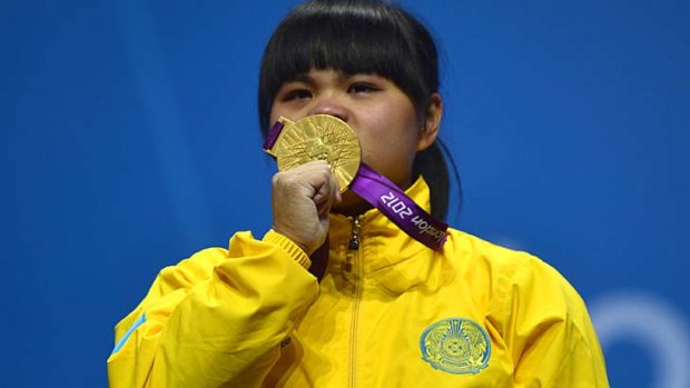 Golden girl ... Zulfiya Chinshanlo took out the women's weightlifting 53kg division.