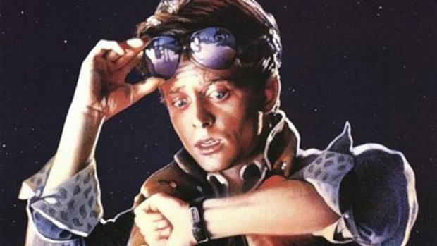 Michael J. Fox as Marty McFly and (inset) the altered still from the movie that set off an online  flurry.