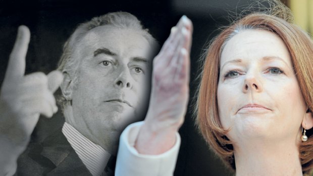 Julia Gillard has implied that her government is following the trajectory of Gough Whitlam (left) and Hawke/Keating.