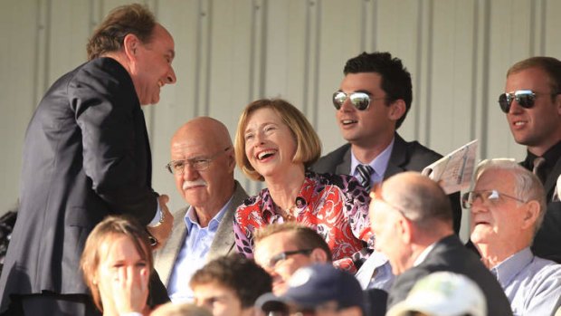 Back to business: Gai Waterhouse at Hawkesbury on Saturday. Photos: Jenny Evans