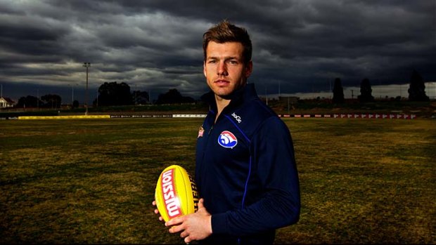 Top Dog: Shaun Higgins, pictured at Whitten Oval yesterday, wants a leadership role at the Western Bulldogs.