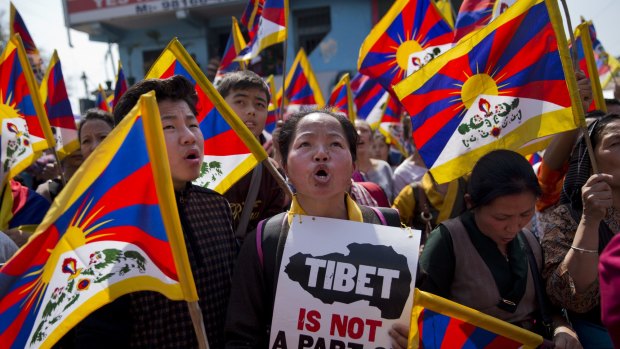 A rally to mark the 57th anniversary of the March 10, 1959, Tibetan Uprising Day, in Dharmsala, India.