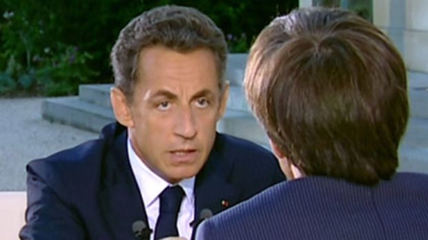 Nicolas Sarkozy ... making his pitch on  television.
