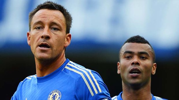 Making headlines ... scandal-hit John Terry and Ashley Cole look on during Chelsea's 4-1 hammering of Norwich City at Stamford Bridge on Saturday.