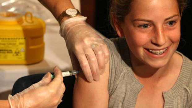 Public health measure a winner ... Sophie Weisz ,14, receives a Gardasil injection.