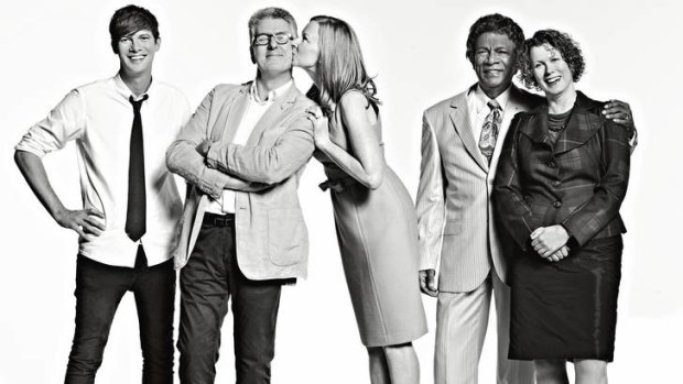 From left to right: Toby Schmitz; David Marr; Leigh Sales; Kamahl; Elizabeth Ann Macgregor.